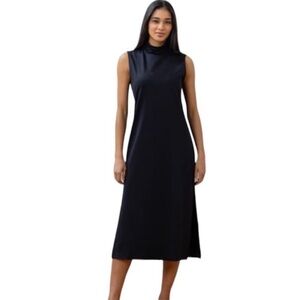 DUDLEY STEPHENS Lauren Sleeveless Mock Neck Dress Black Side Slit Sz XS‎